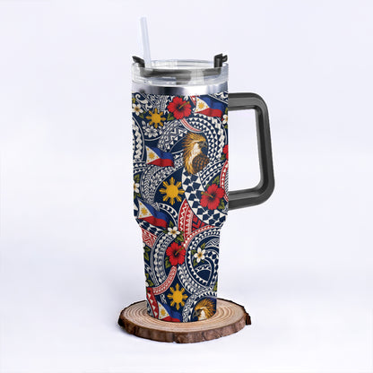 Philippines Filipinos 40oz Tumbler Eagle Sun Flag Floral Tribal Style