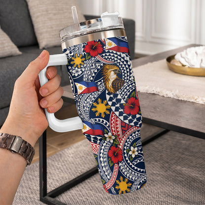 Philippines Filipinos 40oz Tumbler Eagle Sun Flag Floral Tribal Style