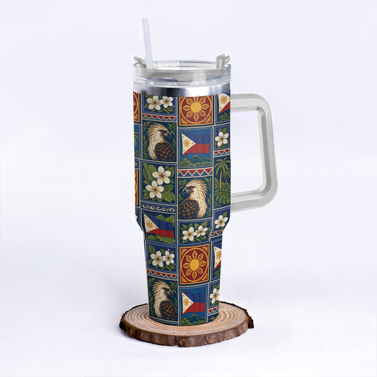 Philippines Filipinos 40oz Tumbler Eagle Sun Flag Sampaguita Panel Style