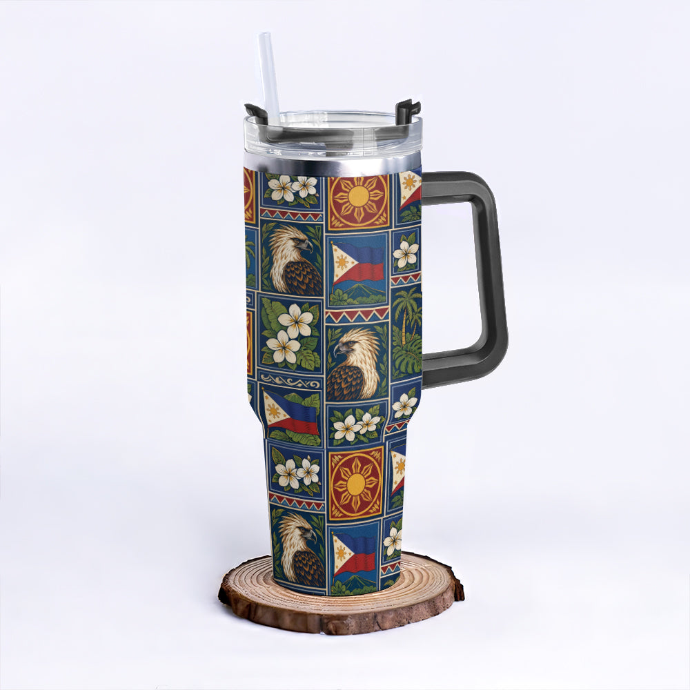 Philippines Filipinos 40oz Tumbler Eagle Sun Flag Sampaguita Panel Style
