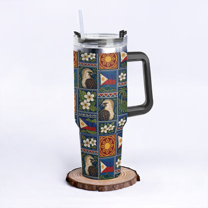 Philippines Filipinos 40oz Tumbler Eagle Sun Flag Sampaguita Panel Style