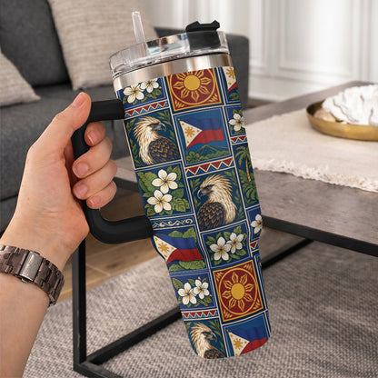 Philippines Filipinos 40oz Tumbler Eagle Sun Flag Sampaguita Panel Style