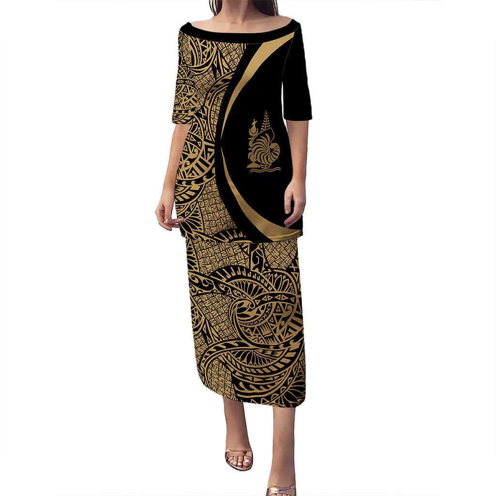 New Caledonia Puletasi Coat Of Arms Lauhala Circle Style
