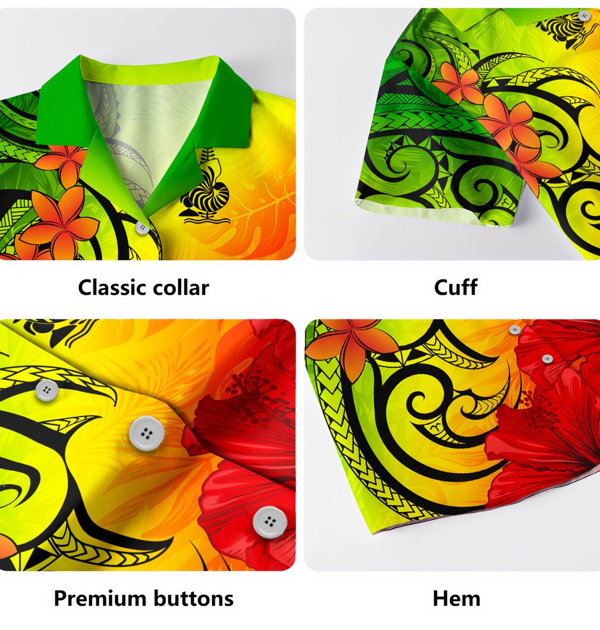 New Caledonia Hawaiian Shirt Tribal Polynesia Tropical Hibiscus Flower