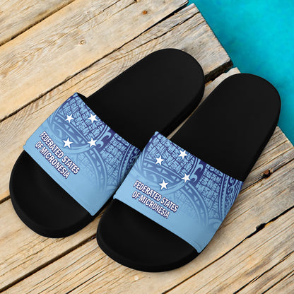 Federated States Of Micronesia Flag Color With Traditional Patterns Slide Sandals