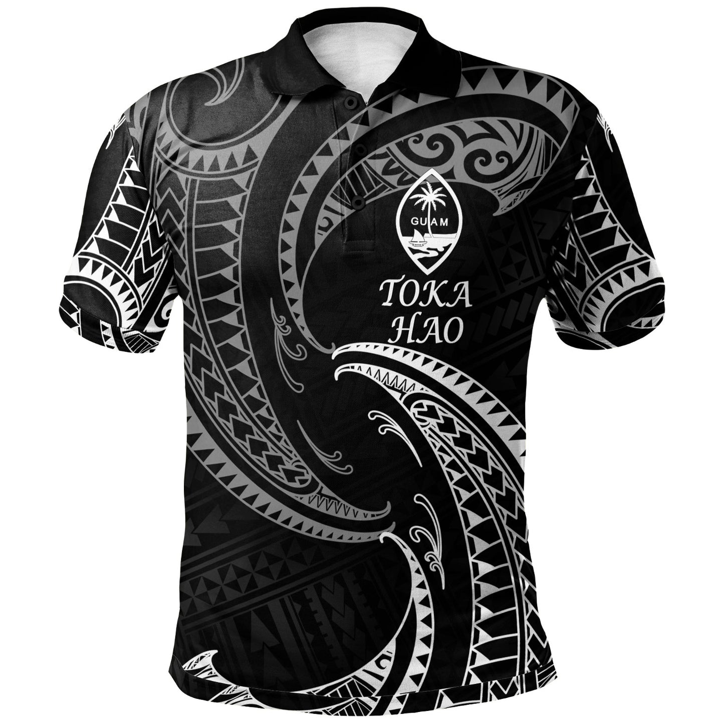 Guam Polynesian Custom Personalised Polo Shirt - Toka Hao Tribal Wave