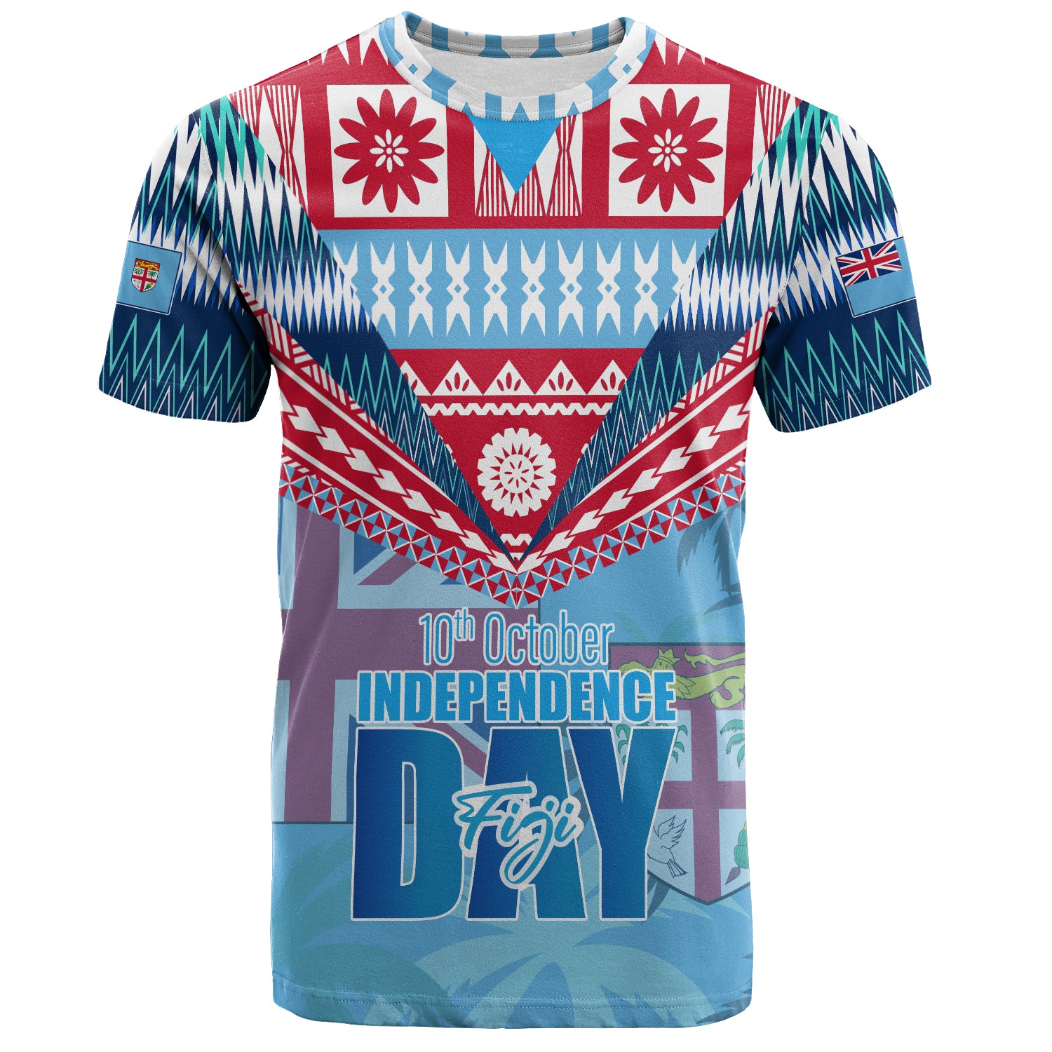 Fiji T-Shirt Happy Fiji independence Day Ethnic Masi Tribal Design