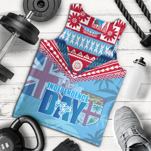 Fiji Tank Top Happy Fiji independence Day Ethnic Masi Tribal Design