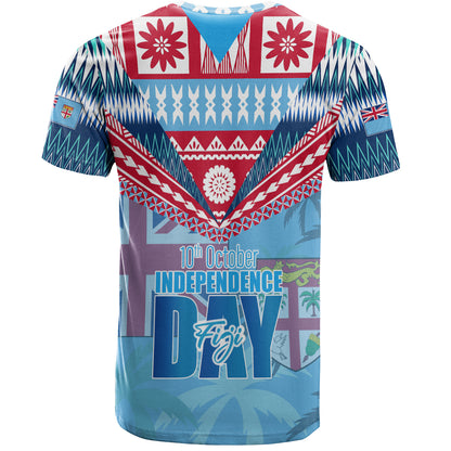 Fiji T-Shirt Happy Fiji independence Day Ethnic Masi Tribal Design