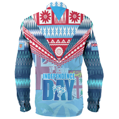 Fiji Long Sleeve Shirt Happy Fiji independence Day Ethnic Masi Tribal Design