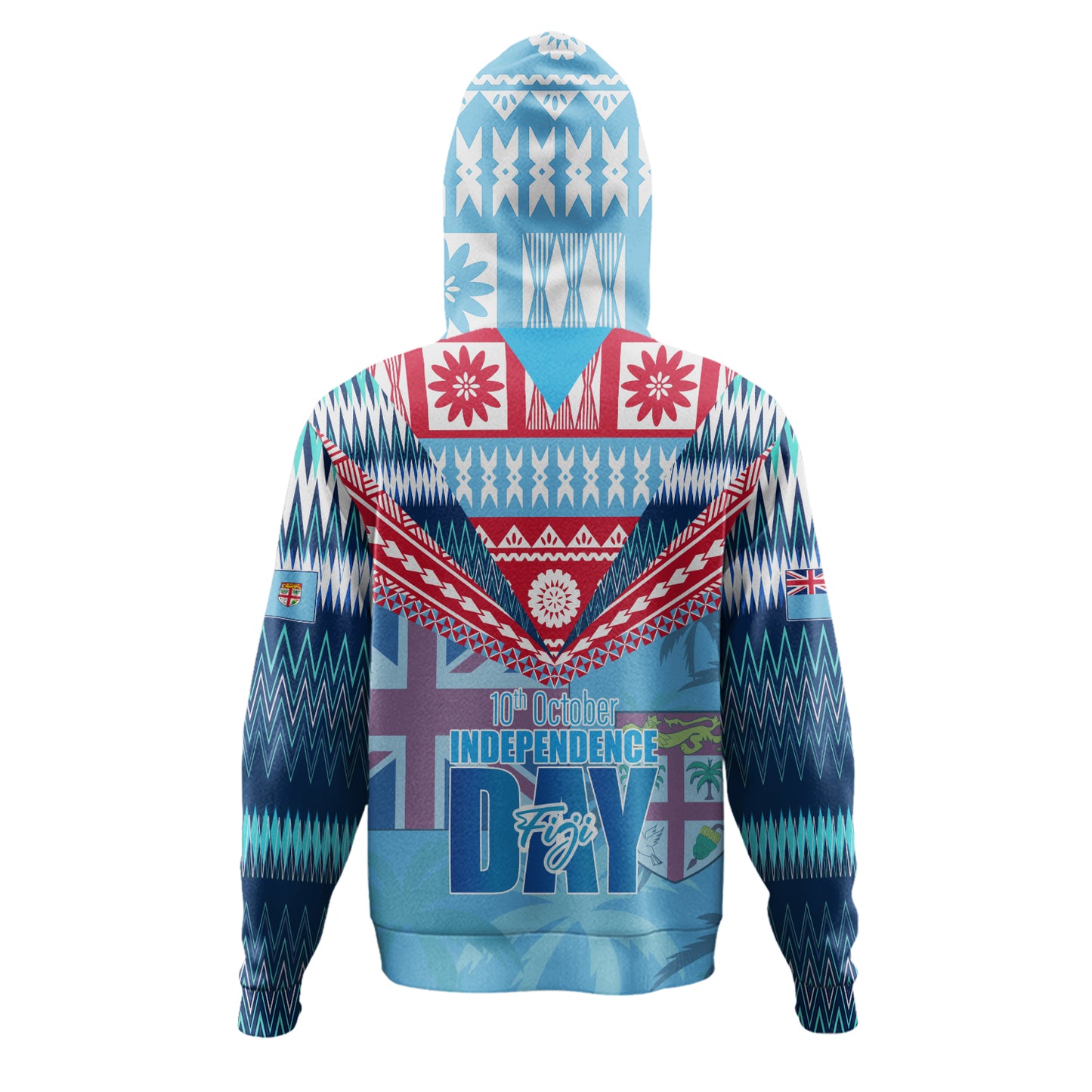 Fiji Hoodie Happy Fiji independence Day Ethnic Masi Tribal Design