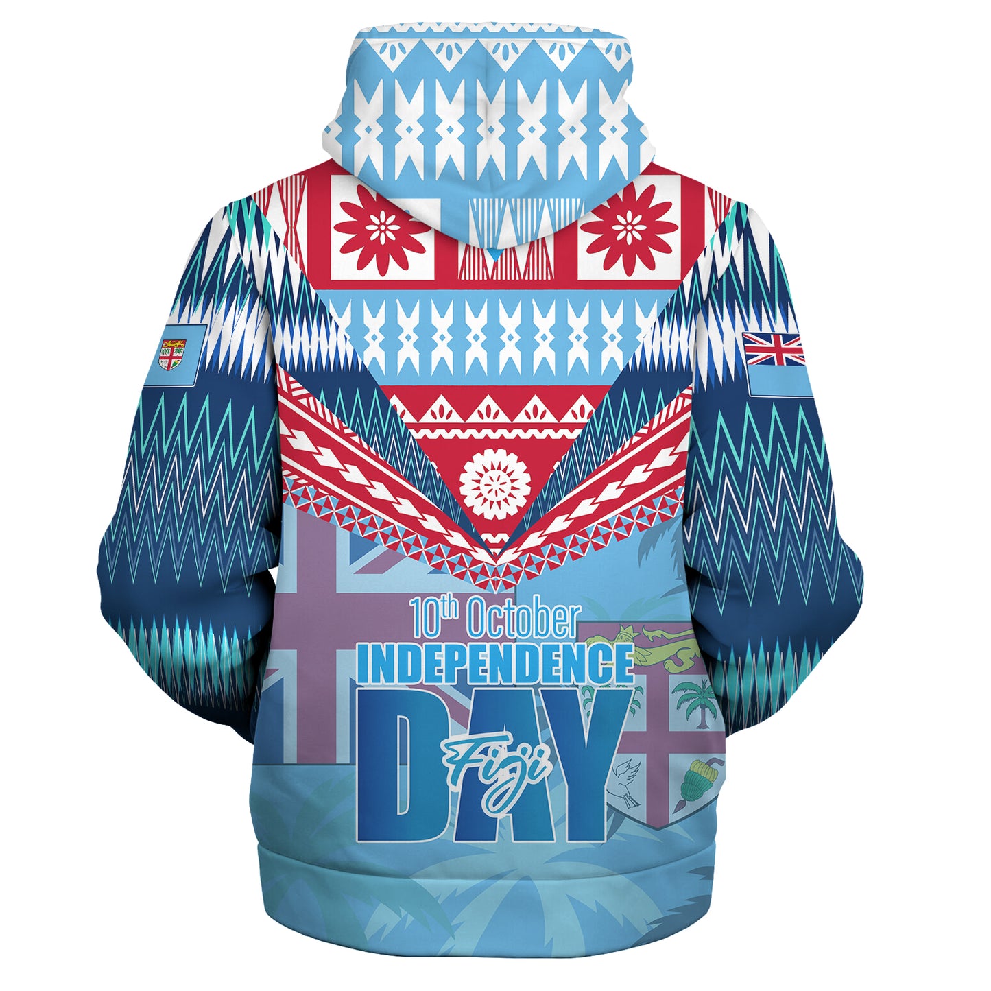 Fiji Sherpa Hoodie Happy Fiji independence Day Ethnic Masi Tribal Design