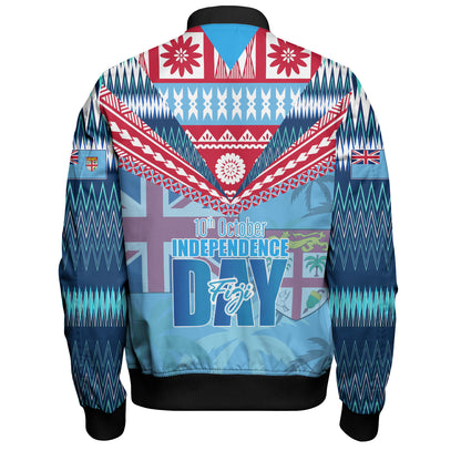 Fiji Bomber Jacket Happy Fiji independence Day Ethnic Masi Tribal Design