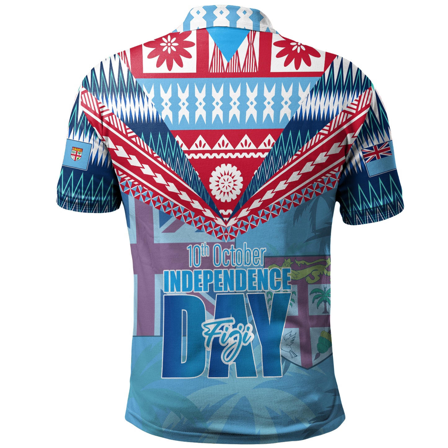 Fiji Polo Shirt Happy Fiji independence Day Ethnic Masi Tribal Design