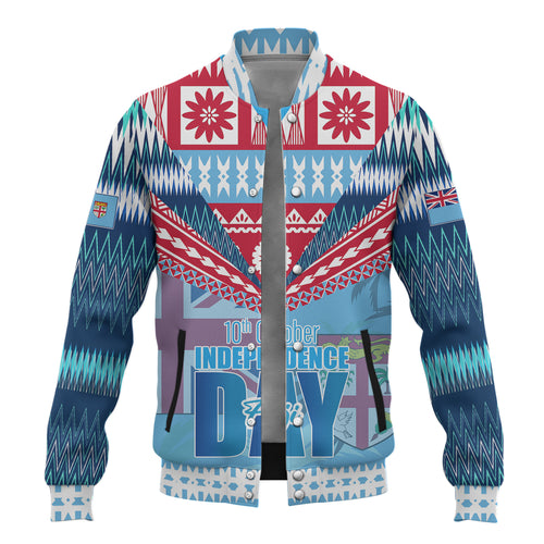 Fiji Baseball Jacket Happy Fiji independence Day Ethnic Masi Tribal Design