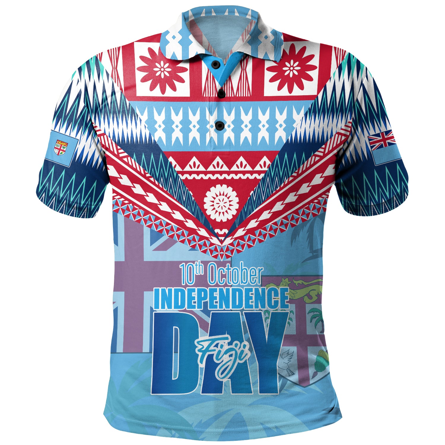 Fiji Polo Shirt Happy Fiji independence Day Ethnic Masi Tribal Design