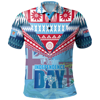 Fiji Polo Shirt Happy Fiji independence Day Ethnic Masi Tribal Design