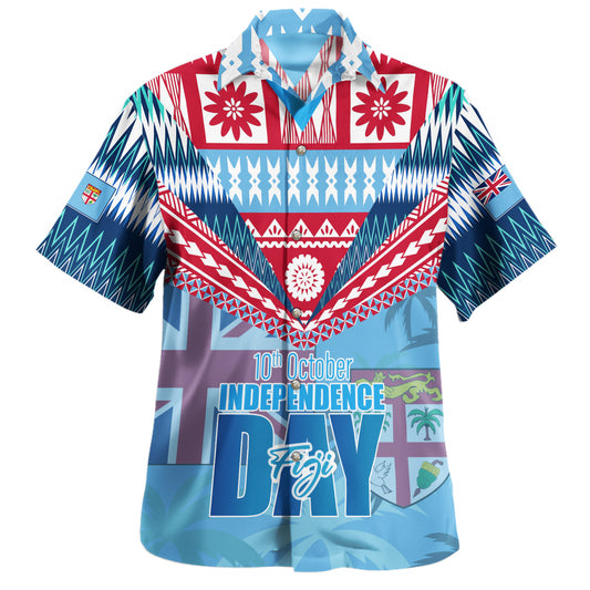 Fiji Hawaiian Shirt Happy Fiji independence Day Ethnic Masi Tribal Design
