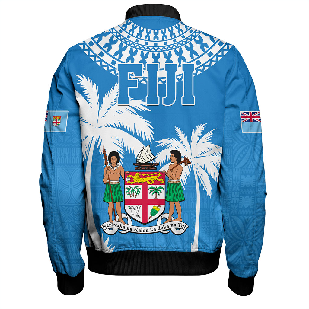 Fiji Bomber Jacket Coconut Tree Flag Coat Of Arms Style