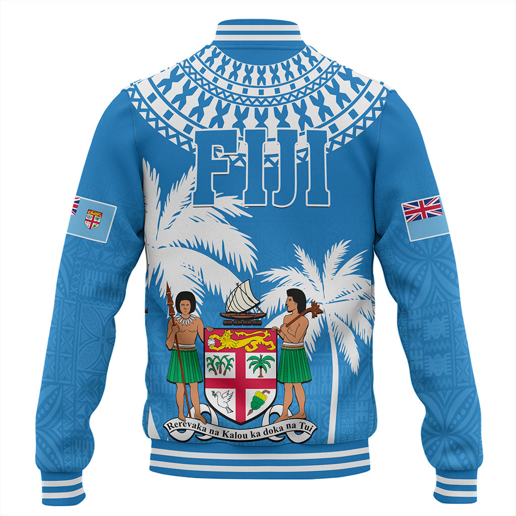Fiji Baseball Jacket Coconut Tree Flag Coat Of Arms Style