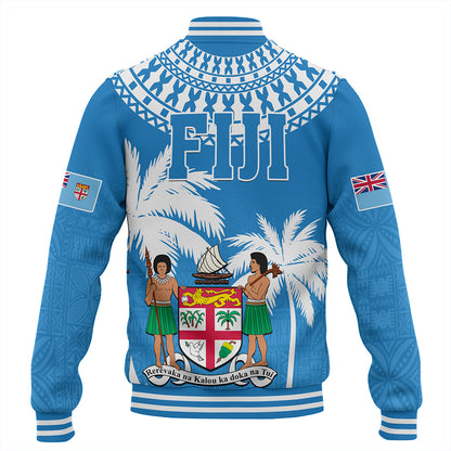 Fiji Baseball Jacket Coconut Tree Flag Coat Of Arms Style