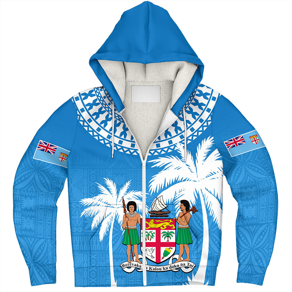 Fiji Sherpa Hoodie Coconut Tree Flag Coat Of Arms Style