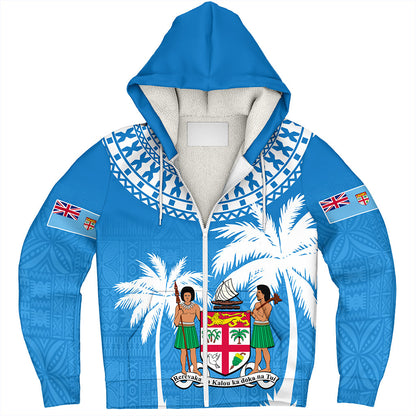 Fiji Sherpa Hoodie Coconut Tree Flag Coat Of Arms Style