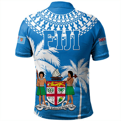 Fiji Polo Shirt Coconut Tree Flag Coat Of Arms Style