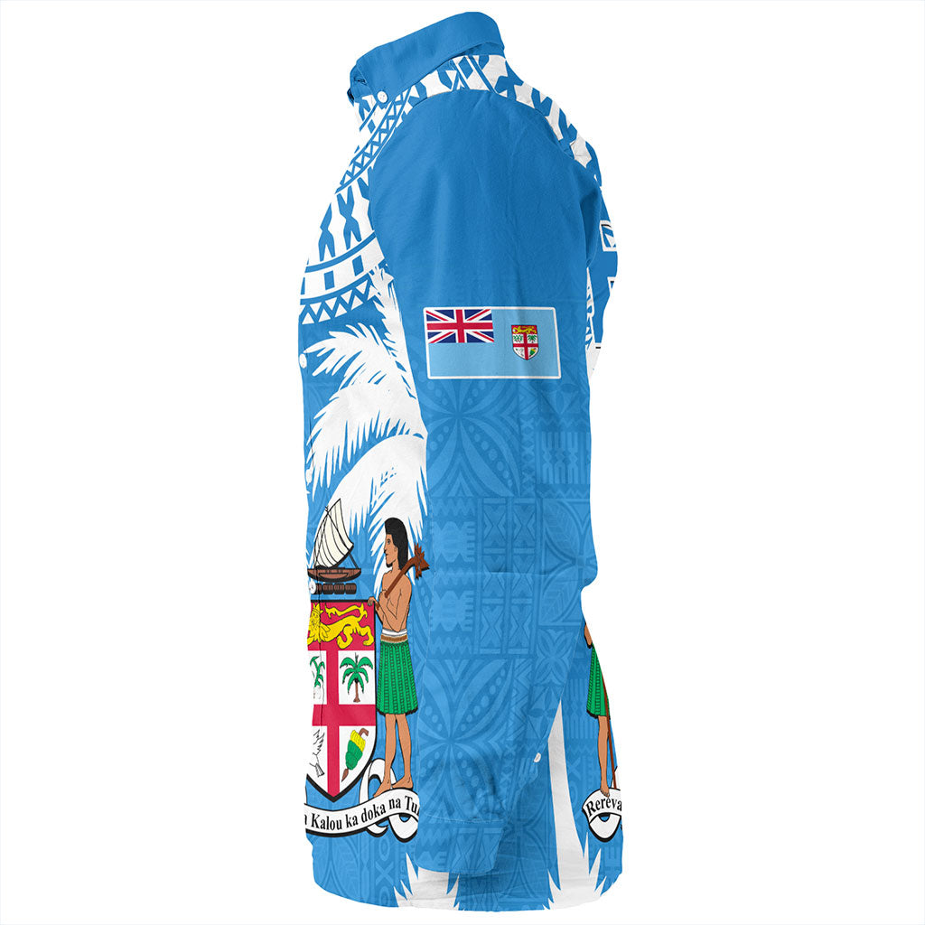 Fiji Long Sleeve Shirt Coconut Tree Flag Coat Of Arms Style