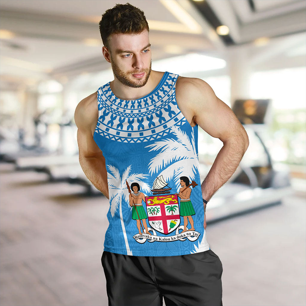 Fiji Tank Top Coconut Tree Flag Coat Of Arms Style
