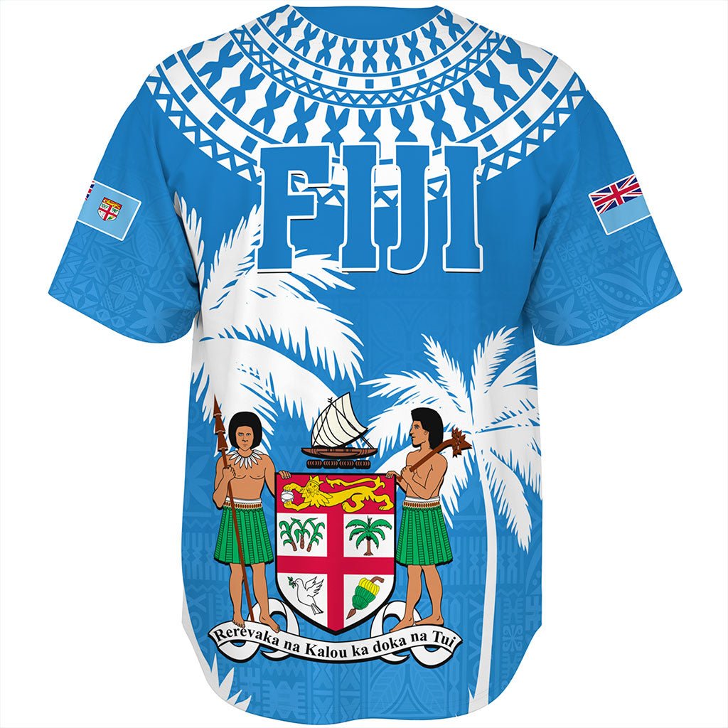 Fiji Baseball Shirt Coconut Tree Flag Coat Of Arms Style