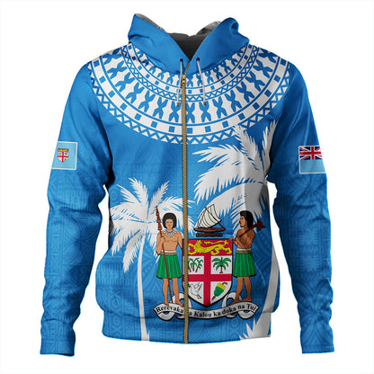 Fiji Hoodie Coconut Tree Flag Coat Of Arms Style