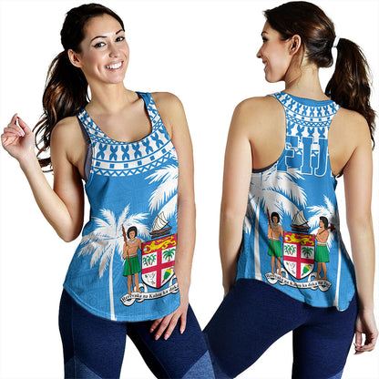 Fiji Women Tank Coconut Tree Flag Coat Of Arms Style