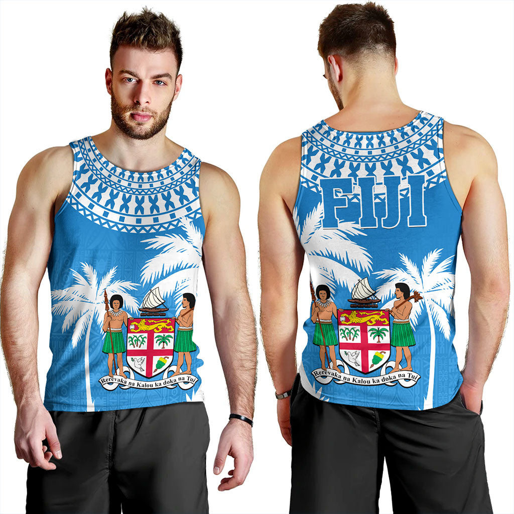 Fiji Tank Top Coconut Tree Flag Coat Of Arms Style