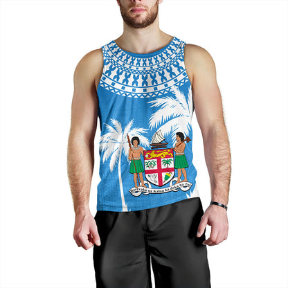 Fiji Tank Top Coconut Tree Flag Coat Of Arms Style