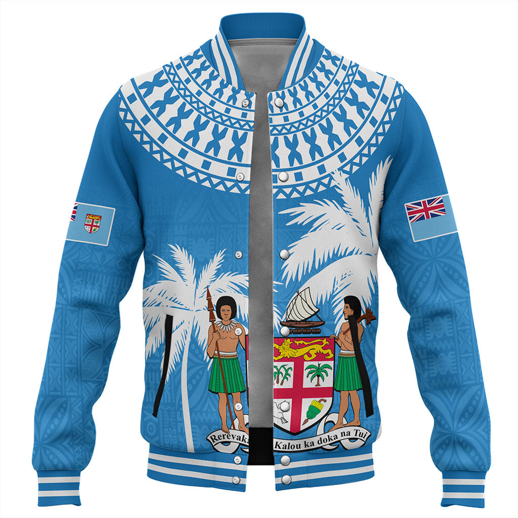 Fiji Baseball Jacket Coconut Tree Flag Coat Of Arms Style