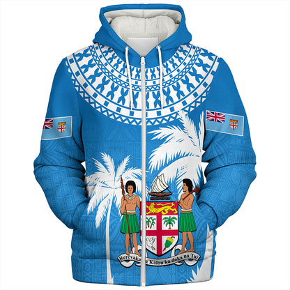 Fiji Sherpa Hoodie Coconut Tree Flag Coat Of Arms Style