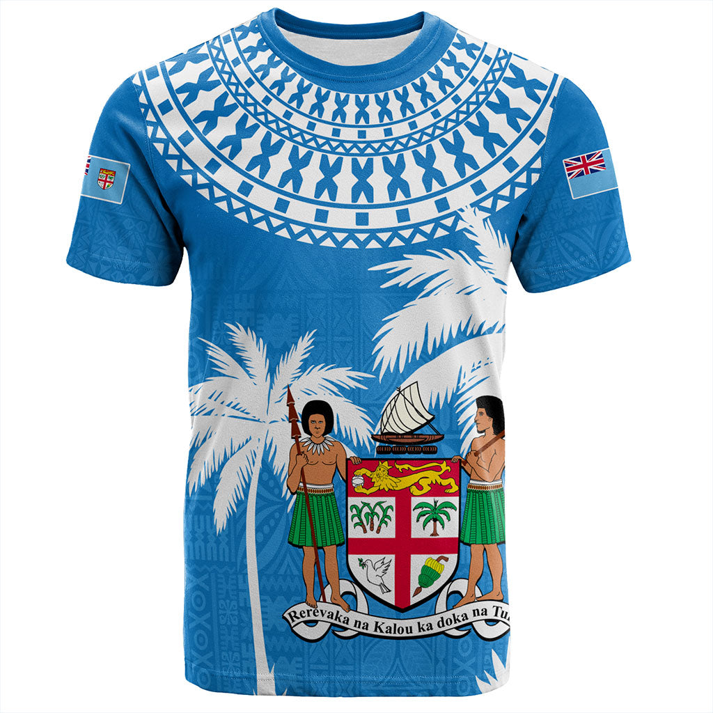 Fiji T-Shirt Coconut Tree Flag Coat Of Arms Style