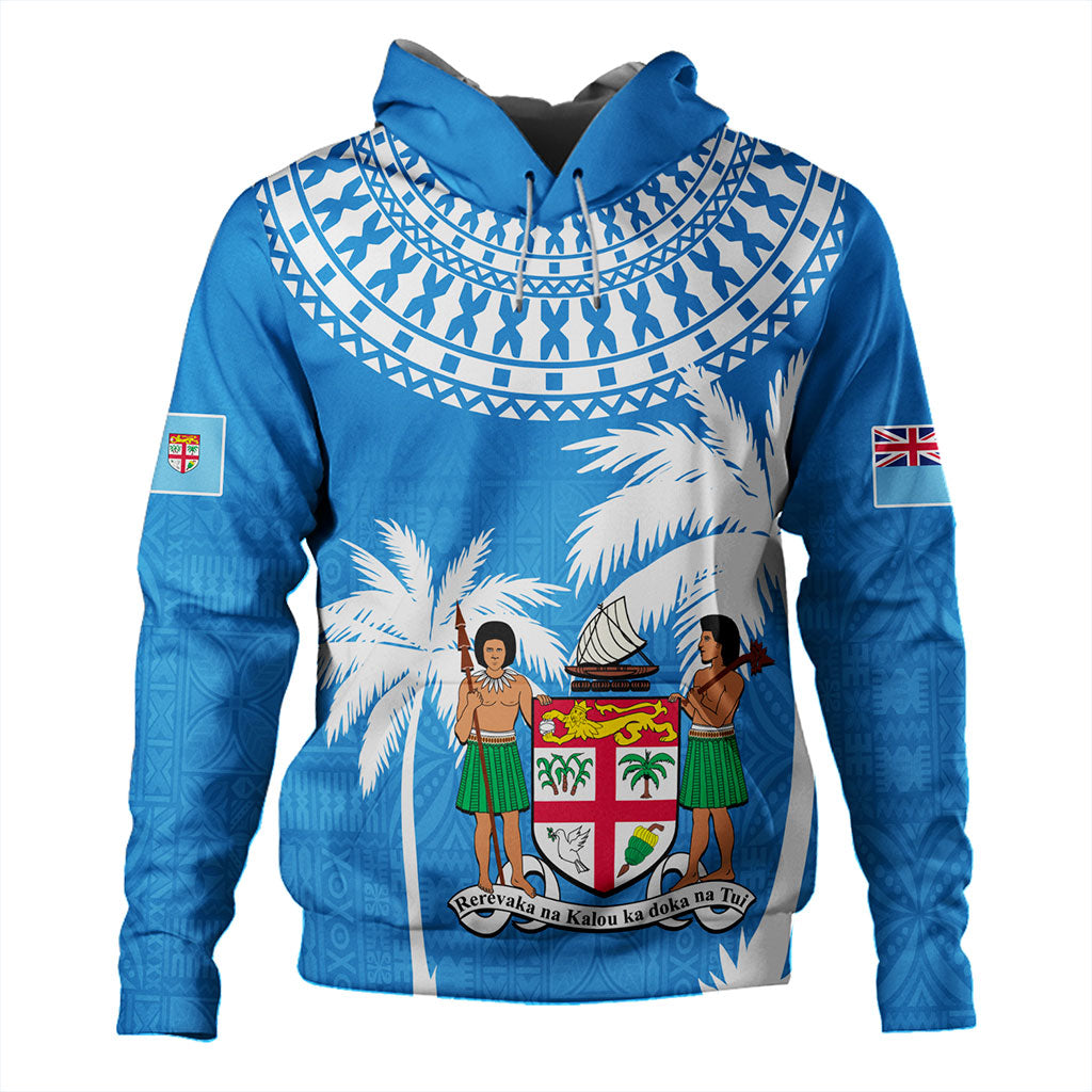 Fiji Hoodie Coconut Tree Flag Coat Of Arms Style