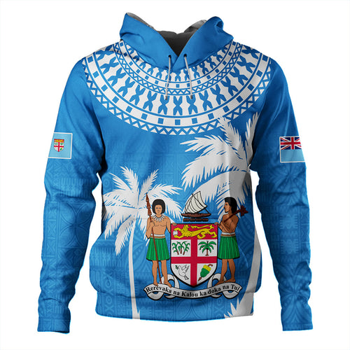 Fiji Hoodie Coconut Tree Flag Coat Of Arms Style