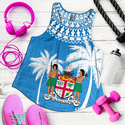 Fiji Women Tank Coconut Tree Flag Coat Of Arms Style