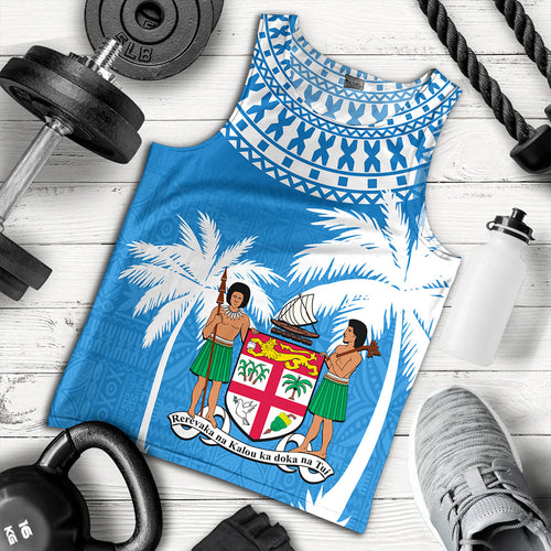 Fiji Tank Top Coconut Tree Flag Coat Of Arms Style