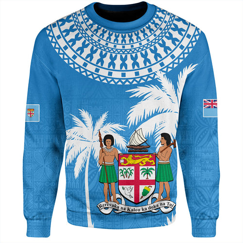 Fiji Sweatshirt Coconut Tree Flag Coat Of Arms Style