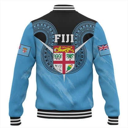 Fiji Baseball Jacket Melanesia Masi Pattern Grunge Style