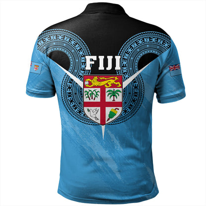 Fiji Polo Shirt Melanesia Masi Pattern Grunge Style