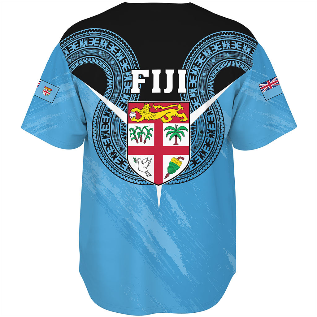 Fiji Baseball Shirt Melanesia Masi Pattern Grunge Style