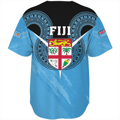 Fiji Baseball Shirt Melanesia Masi Pattern Grunge Style