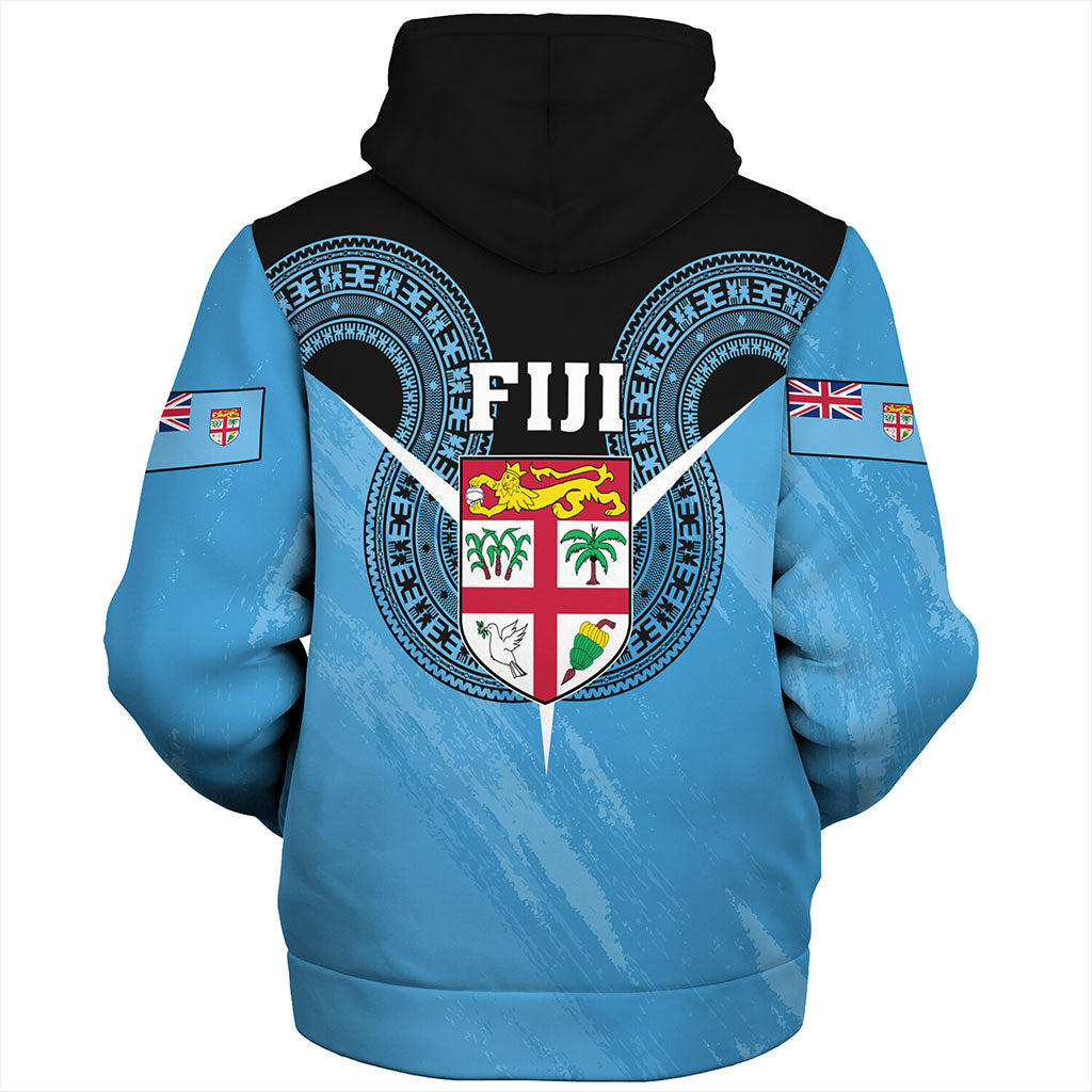 Fiji Sherpa Hoodie Melanesia Masi Pattern Grunge Style
