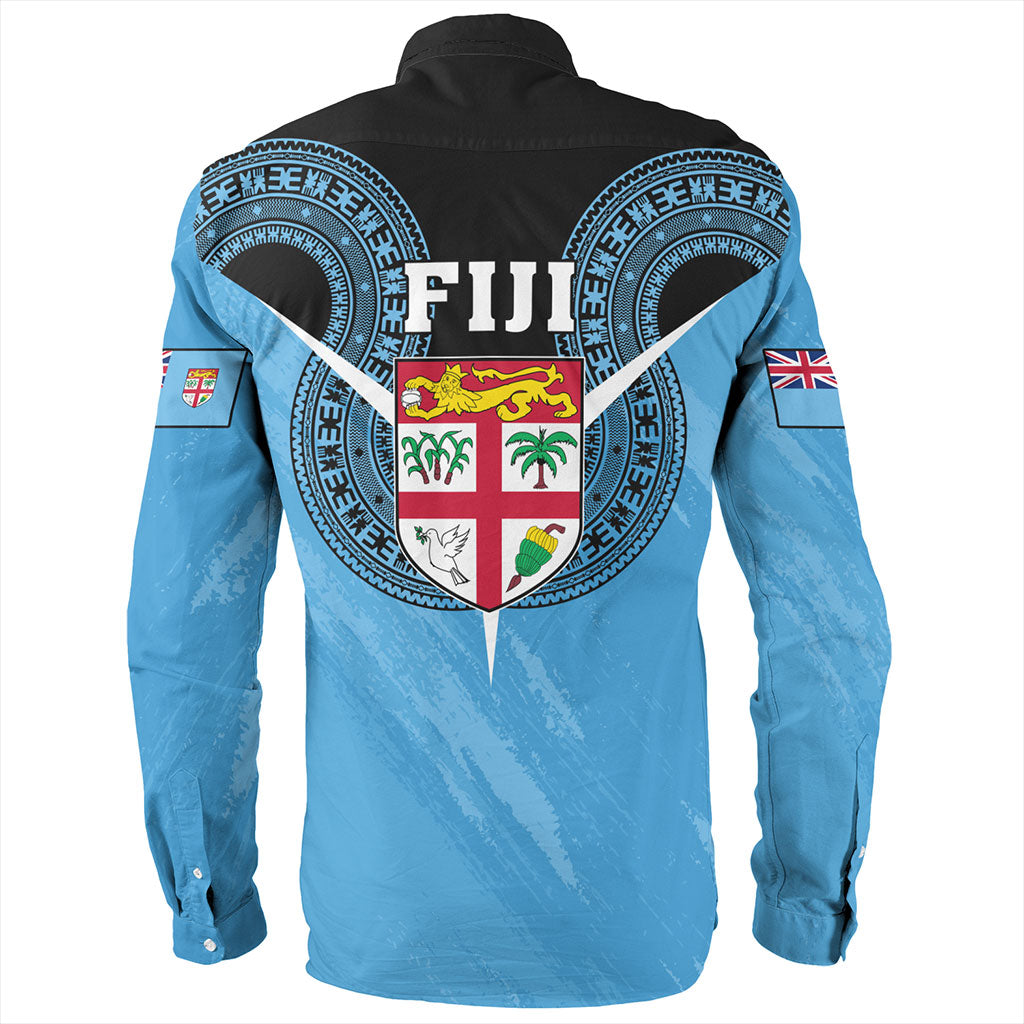 Fiji Long Sleeve Shirt Melanesia Masi Pattern Grunge Style