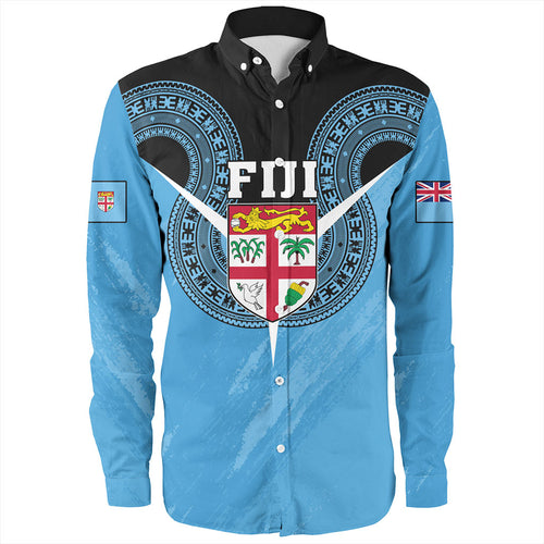 Fiji Long Sleeve Shirt Melanesia Masi Pattern Grunge Style